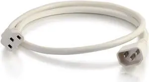 C2G 17515 18 AWG Power Cord - C14 to C13, White (8 Feet, 2.43 Meters)