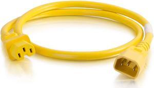C2G 17568 14 AWG Power Cord - C14 to C13, Yellow (10 Feet, 3.04 Meters)