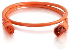 C2G 17560 14 AWG Power Cord - C14 to C13, Orange (8 Feet, 2.43 Meters)