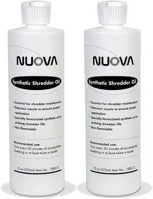 2-Pack Nuova Synthetic Paper Shredder Oil, 12 oz. Bottle with Flip Top Cap