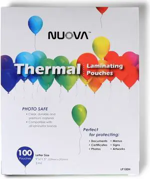 Nuova Premium Thermal Laminating Pouches 9" X 11.5", Letter Size, 3 mil, 100-Pack