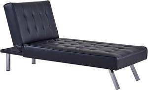Homegear Furniture Recliner Chaise Lounge Single Sleeper Futon Black