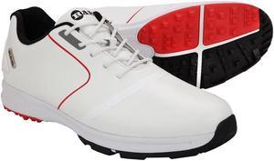Ram Golf Player Mens Waterproof Golf Shoes - White / Red 7