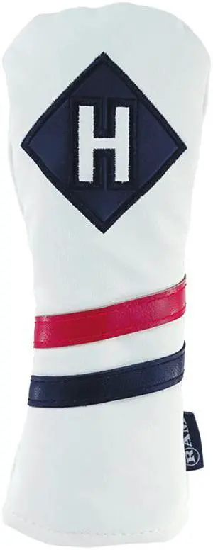 RAM GOLF PREMIUM VINTAGE STYLE PU LEATHER HEADCOVERS, RETRO WHITE, HYBRID