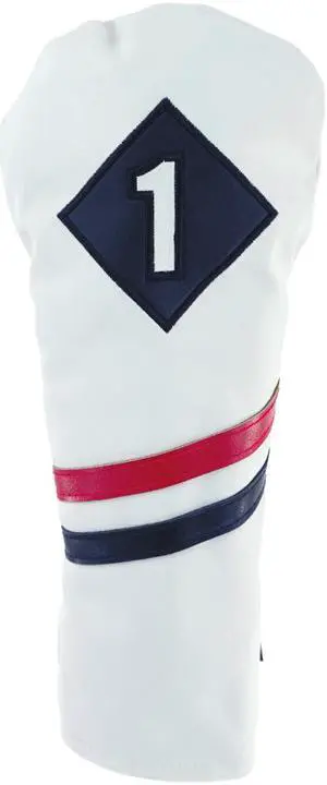 RAM GOLF PREMIUM VINTAGE STYLE PU LEATHER HEADCOVERS, RETRO WHITE, DRIVER
