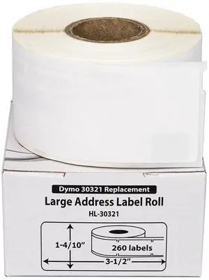 HOUSELABELS Compatible DYMO 30321 Address Labels (1-4/10" x 3-1/2"), strong permanent adhesive, compatible with DYMO LW 450, 4XL, Rollo & Zebra Desktop Printers, 4 Rolls /1040 Labels HOUSELABELS Compatible DYMO 30321 Address Labels (1-4/10" x 3-1/2"), strong permanent adhesive, compatible with DYMO LW 450, 4XL, Rollo & Zebra Desktop Printers, 4 Rolls /1040 Labels