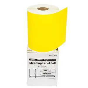 HOUSELABELS Compatible DYMO 1744907 4XL YELLOW Shipping Labels (4" x 6"), strong permanent adhesive, compatible with DYMO LW 4XL, Rollo & Zebra Desktop Printers, 1 Roll /220 Labels HOUSELABELS Compatible DYMO 1744907 4XL YELLOW Shipping Labels (4" x 6"), strong permanent adhesive, compatible with DYMO LW 4XL, Rollo & Zebra Desktop Printers, 1 Roll /220 Labels