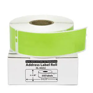 HOUSELABELS Compatible DYMO 30252 GREEN Address Labels (1-1/8" x 3-1/2"), strong permanent adhesive, compatible with DYMO LW 450, 4XL, Rollo & Zebra Desktop Printers, 2 Rolls /700 Labels HOUSELABELS Compatible DYMO 30252 GREEN Address Labels (1-1/8" x 3-1/2"), strong permanent adhesive, compatible with DYMO LW 450, 4XL, Rollo & Zebra Desktop Printers, 2 Rolls /700 Labels