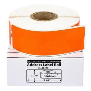 HOUSELABELS Compatible DYMO 30252 ORANGE Address Labels (1-1/8" x 3-1/2"), strong permanent adhesive, compatible with DYMO LW 450, 4XL, Rollo & Zebra Desktop Printers, 2 Rolls /700 Labels HOUSELABELS Compatible DYMO 30252 ORANGE Address Labels (1-1/8" x 3-1/2"), strong permanent adhesive, compatible with DYMO LW 450, 4XL, Rollo & Zebra Desktop Printers, 2 Rolls /700 Labels