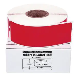 HOUSELABELS Compatible DYMO 30252 RED Address Labels (1-1/8" x 3-1/2"), strong permanent adhesive, compatible with DYMO LW 450, 4XL, Rollo & Zebra Desktop Printers, 2 Rolls /700 Labels HOUSELABELS Compatible DYMO 30252 RED Address Labels (1-1/8" x 3-1/2"), strong permanent adhesive, compatible with DYMO LW 450, 4XL, Rollo & Zebra Desktop Printers, 2 Rolls /700 Labels