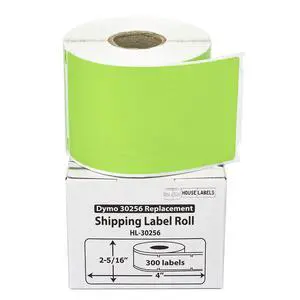 HOUSELABELS Compatible DYMO 30256 GREEN Shipping Labels (2-5/16" x 4"), strong permanent adhesive, compatible with DYMO LW 450, 4XL, Rollo & Zebra Desktop Printers, 2 Rolls /600 Labels HOUSELABELS Compatible DYMO 30256 GREEN Shipping Labels (2-5/16" x 4"), strong permanent adhesive, compatible with DYMO LW 450, 4XL, Rollo & Zebra Desktop Printers, 2 Rolls /600 Labels