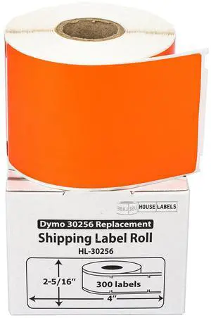 HOUSELABELS Compatible DYMO 30256 ORANGE Shipping Labels (2-5/16" x 4"), strong permanent adhesive, compatible with DYMO LW 450, 4XL, Rollo & Zebra Desktop Printers, 2 Rolls /600 Labels HOUSELABELS Compatible DYMO 30256 ORANGE Shipping Labels (2-5/16" x 4"), strong permanent adhesive, compatible with DYMO LW 450, 4XL, Rollo & Zebra Desktop Printers, 2 Rolls /600 Labels