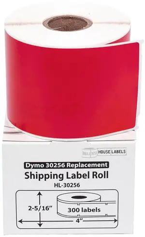 HOUSELABELS Compatible DYMO 30256 RED Shipping Labels (2-5/16" x 4"), strong permanent adhesive, compatible with DYMO LW 450, 4XL, Rollo & Zebra Desktop Printers, 2 Rolls /600 Labels HOUSELABELS Compatible DYMO 30256 RED Shipping Labels (2-5/16" x 4"), strong permanent adhesive, compatible with DYMO LW 450, 4XL, Rollo & Zebra Desktop Printers, 2 Rolls /600 Labels