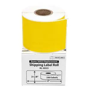 HOUSELABELS Compatible DYMO 30323 YELLOW Shipping Labels (2-1/8" x 4"), strong permanent adhesive, compatible with DYMO LW 450, 4XL, Rollo & Zebra Desktop Printers, 18 Rolls /4320 Labels HOUSELABELS Compatible DYMO 30323 YELLOW Shipping Labels (2-1/8" x 4"), strong permanent adhesive, compatible with DYMO LW 450, 4XL, Rollo & Zebra Desktop Printers, 18 Rolls /4320 Labels