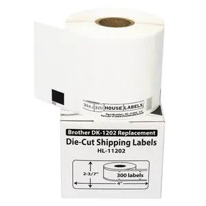 HOUSELABELS Compatible with DK-1202 Replacement Roll for Brother QL Label Printers; 300 Shipping Labels; 2-3/7" x 4" (62mm*100mm) - 2 Rolls HOUSELABELS Compatible with DK-1202 Replacement Roll for Brother QL Label Printers; 300 Shipping Labels; 2-3/7" x 4" (62mm*100mm) - 2 Rolls