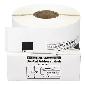 HOUSELABELS Compatible with DK-1201 Replacement Roll for Brother QL Label Printers; 400 Address Labels; 1-1/7" x 3-1/2" (29mm*90mm) - 4 Rolls HOUSELABELS Compatible with DK-1201 Replacement Roll for Brother QL Label Printers; 400 Address Labels; 1-1/7" x 3-1/2" (29mm*90mm) - 4 Rolls