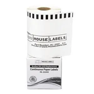 HOUSELABELS Compatible with DK-2243 Replacement Roll for Brother QL Label Printers; Continuous Length Labels; 4" x 100 feet (102mm*30.48m) - 1 Roll HOUSELABELS Compatible with DK-2243 Replacement Roll for Brother QL Label Printers; Continuous Length Labels; 4" x 100 feet (102mm*30.48m) - 1 Roll