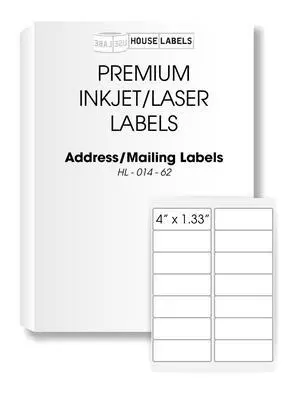 HOUSELABELS 14-up Address Labels (4" x 1-1/3") For Laser and Inkjet Printers, 200 Sheets HOUSELABELS 14-up Address Labels (4" x 1-1/3") For Laser and Inkjet Printers, 200 Sheets