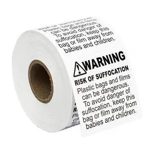 WARNING - RISK OF SUFFOCATION (FBA-approved) Pre-Printed Labels/Stickers (2" x 2") 4 Rolls / 500 Labels per Roll WARNING - RISK OF SUFFOCATION (FBA-approved) Pre-Printed Labels/Stickers (2" x 2") 4 Rolls / 500 Labels per Roll