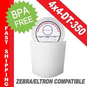 Zebra/Eltron-Compatible 4 x 4 Labels (4" x 4") -- BPA Free! (1 Roll; 350 Labels per Roll)