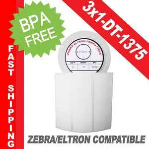 Zebra/Eltron-Compatible 3 x 1 Labels (3" x 1") -- BPA Free! (1 Roll; 1,375 Labels per Roll)