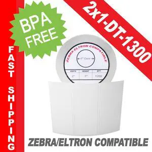 Zebra/Eltron-Compatible 2 x 1 Labels (2" x 1") -- BPA Free! (1 Roll; 1,300 Labels)