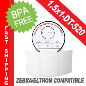 Zebra/Eltron-Compatible 1.5 x 1 Labels (1-1/2" x 1") -- BPA Free! (1 Roll; 520 Labels per Roll)