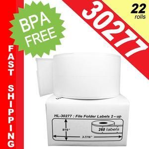 DYMO-Compatible 30277 File Folder Labels 2-Up (9/16" x 3-7/16") -- BPA Free! (3 Rolls; 260 Labels per Roll)