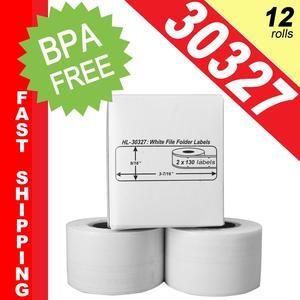 DYMO-Compatible 30327, 30576 File Folder Labels (9/16" x 3-7/16") -- BPA Free! (12 Rolls; 130 Labels per Roll)