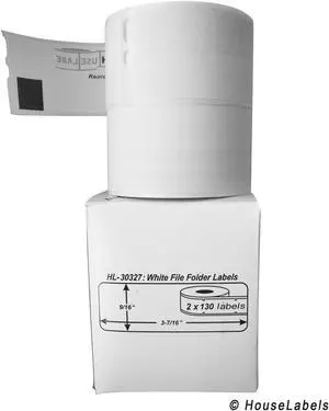 DYMO-Compatible 30327, 30576 File Folder Labels (9/16" x 3-7/16") -- BPA Free! (2 Rolls; 130 Labels per Roll)