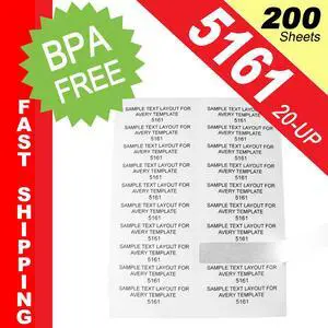 (200 Sheets; 4,000 Labels), Same Size as Avery© 5161, 20-UP, Shipping/Mailing Labels (4.0" x 1.0") -- BPA Free!
