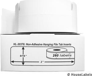 DYMO-Compatible 30376 Hanging File Tab Inserts (9/16" x 2") -- BPA Free! (1 Roll; 260 Inserts per Roll)