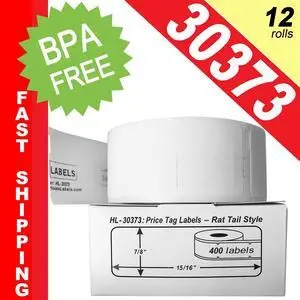 DYMO-Compatible 30373 Pricetag Labels (7/8" x 15/16") -- BPA Free! (12 Rolls; 400 Labels per Roll)