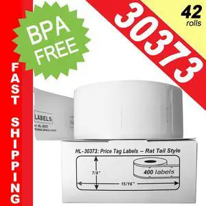 DYMO-Compatible 30373 Pricetag Labels (7/8" x 15/16") -- BPA Free! (42 Rolls; 400 Labels per Roll)