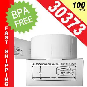 DYMO-Compatible 30373 Pricetag Labels (7/8" x 15/16") -- BPA Free! (100 Rolls; 400 Labels per Roll)