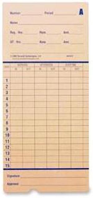 Pyramid 42415 Time Card for Model 2600, Monthly, 3-3/8 x 7-7/16, Two-Sided, 100/Pack