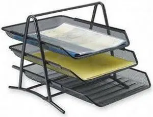 Lorell Desk Tray 3 Tier 10-3/4"x14-1/4"x11" BK Mesh 90206