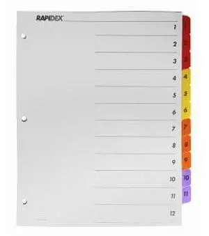 Index Dividers W/Table Of Contents, 1-12, 12 Tabs/STMulti