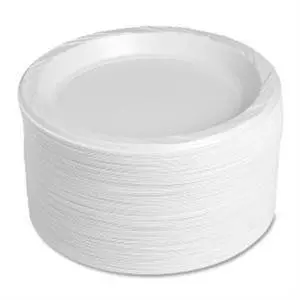 9" Plastic Round Plates Reusable/Disposable 125/PK White