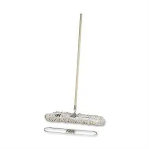 Genuine Joe Dust Mop Complete Combo - 24" Cotton Head - 60" x 0.94" Wood Handle - Swivel Head, Lightweight, Chrome Plate