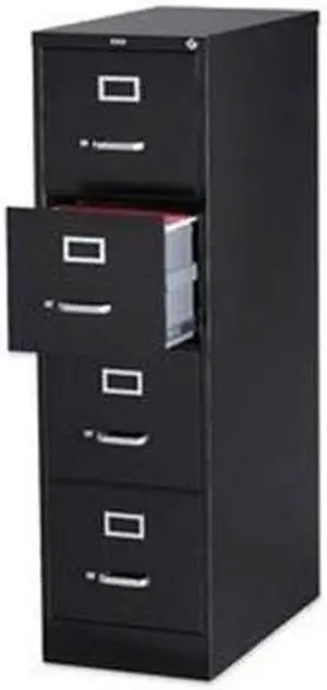 Lorell 4-Drawer Vertical File w/ Lock 15"x25"x52" Black 60650