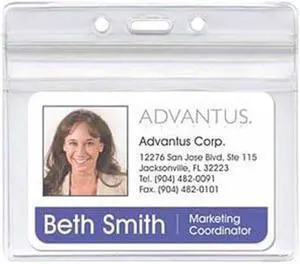 Resealable Id Badge Holder, Horizontal, 3 3/4W X 2 5/8H, Clear, 50/Pac