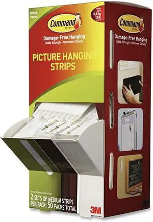 Command Picture Hanging Strips 5/8" x 2 3/4" White 50/Carton 17201CABPK