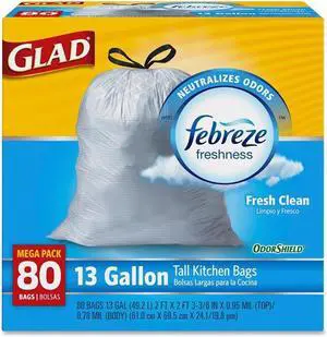 Tall Kitchen Bags Drawstring 13gal. 80BG/BX Fresh Clean