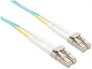 15 Meter OM3 10Gig Fiber Optic Cable, Aqua, PVC OFNR Jacket 50/125 Micron Multimode Duplex, LC-LC