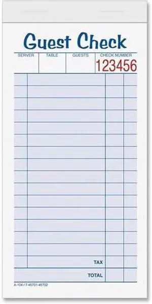 Tops Guest Check Book