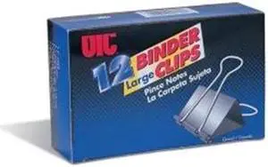 Officemate Binder Clips Large 2"Wide 1" Cap 12/BX Black/Silver 99100
