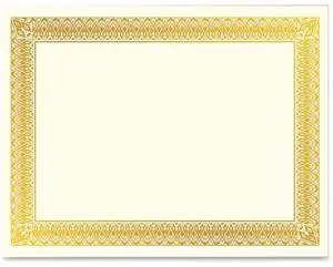 Geographics Gold Foil Certificate - Laser, Inkjet Compatible - Gold with Gold Border15 / Pack  GEO47829