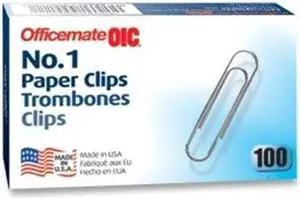 Officemate Paper Clips Size 1 Standard .034 Gauge 100/BX Silver 99912