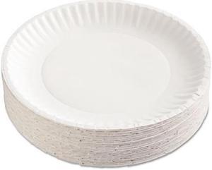 Corporation Uncoated Paper Plates, 9 Inches, White, Round, 100/Pack